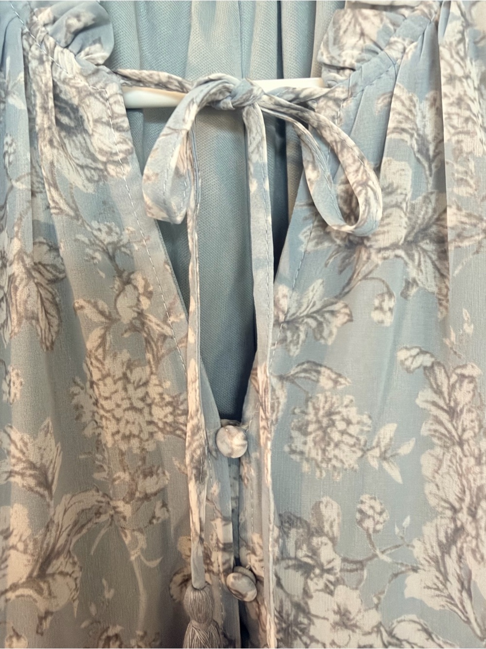 Polagram Blue Floral Tiered Maxi Dress Size Small Cottagecore Boho - Picture 3 of 7